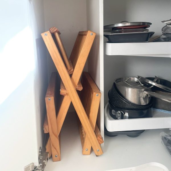 Wooden dish rack stored