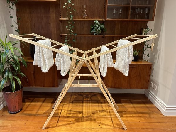 Transforma timber drying rack with towels