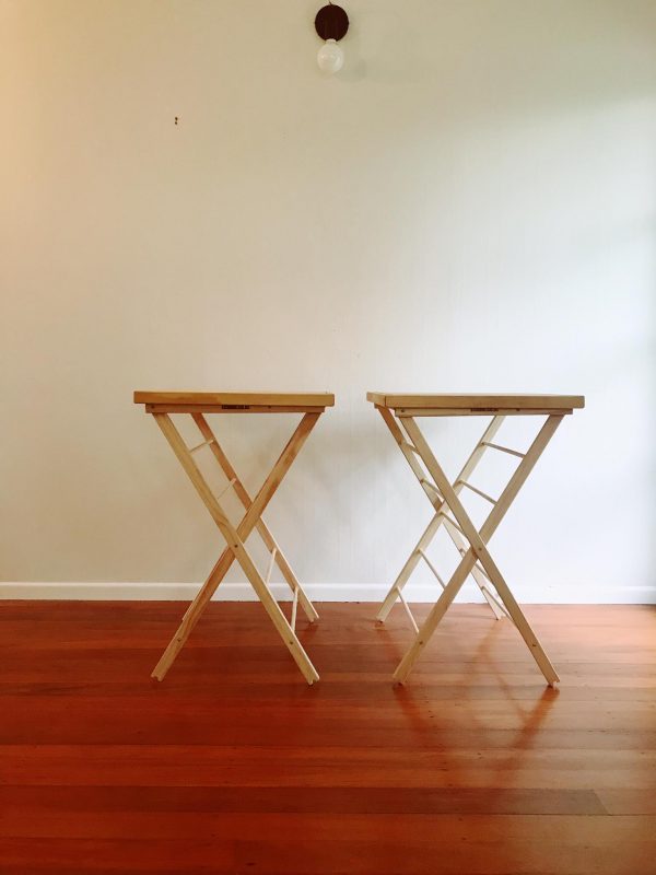 Tow wooden tables and drying racks